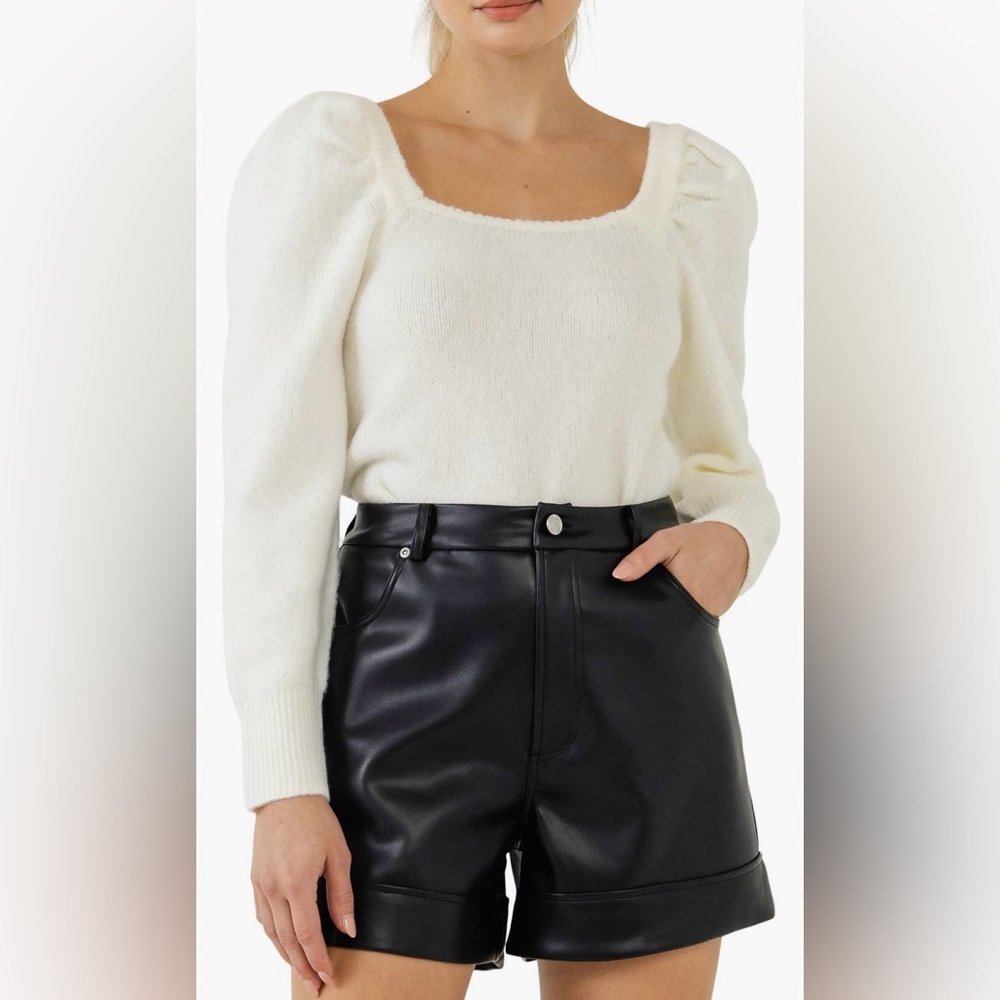 NWT Endless Rose Puff Sleeve Square Neck Sweater size XS